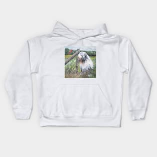 Bearded Collie Fine Art Painting Kids Hoodie